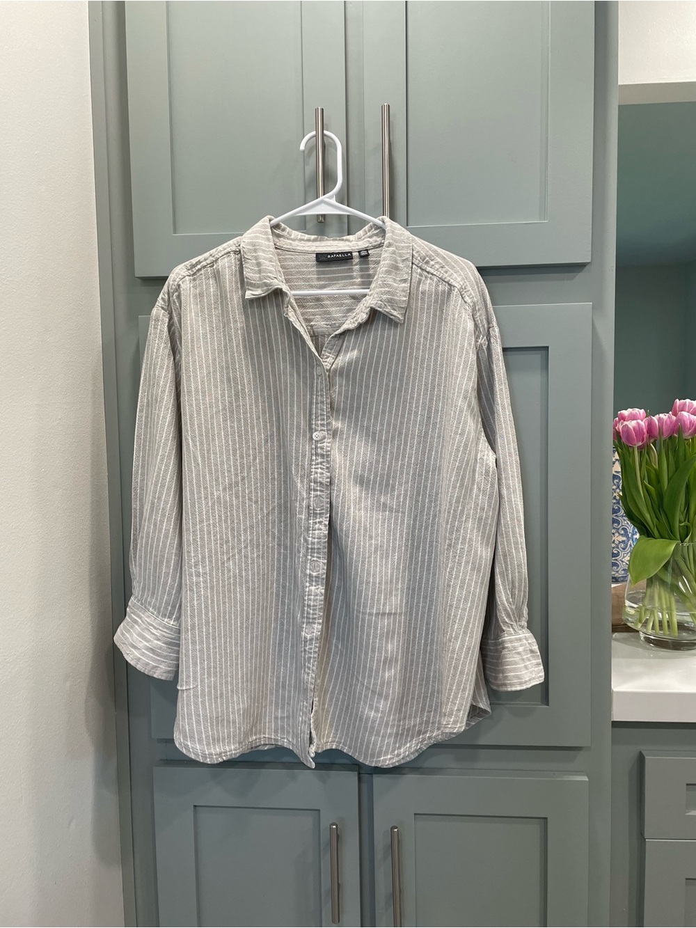 Rafaella Light Gray Striped Button-Down Shirt